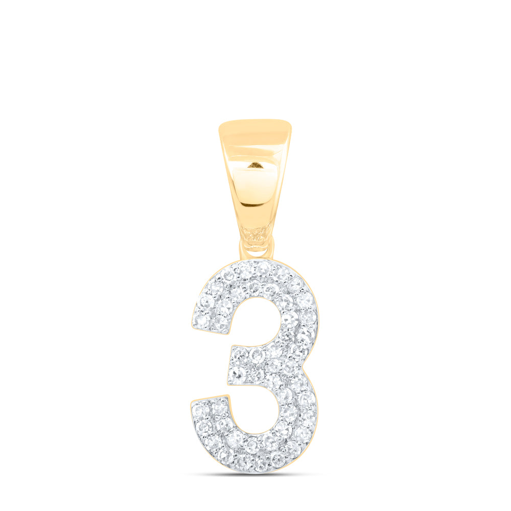 1/4Ctw-Nat Dia Nk Number "3" Fashion Pendant (1.145 grams)