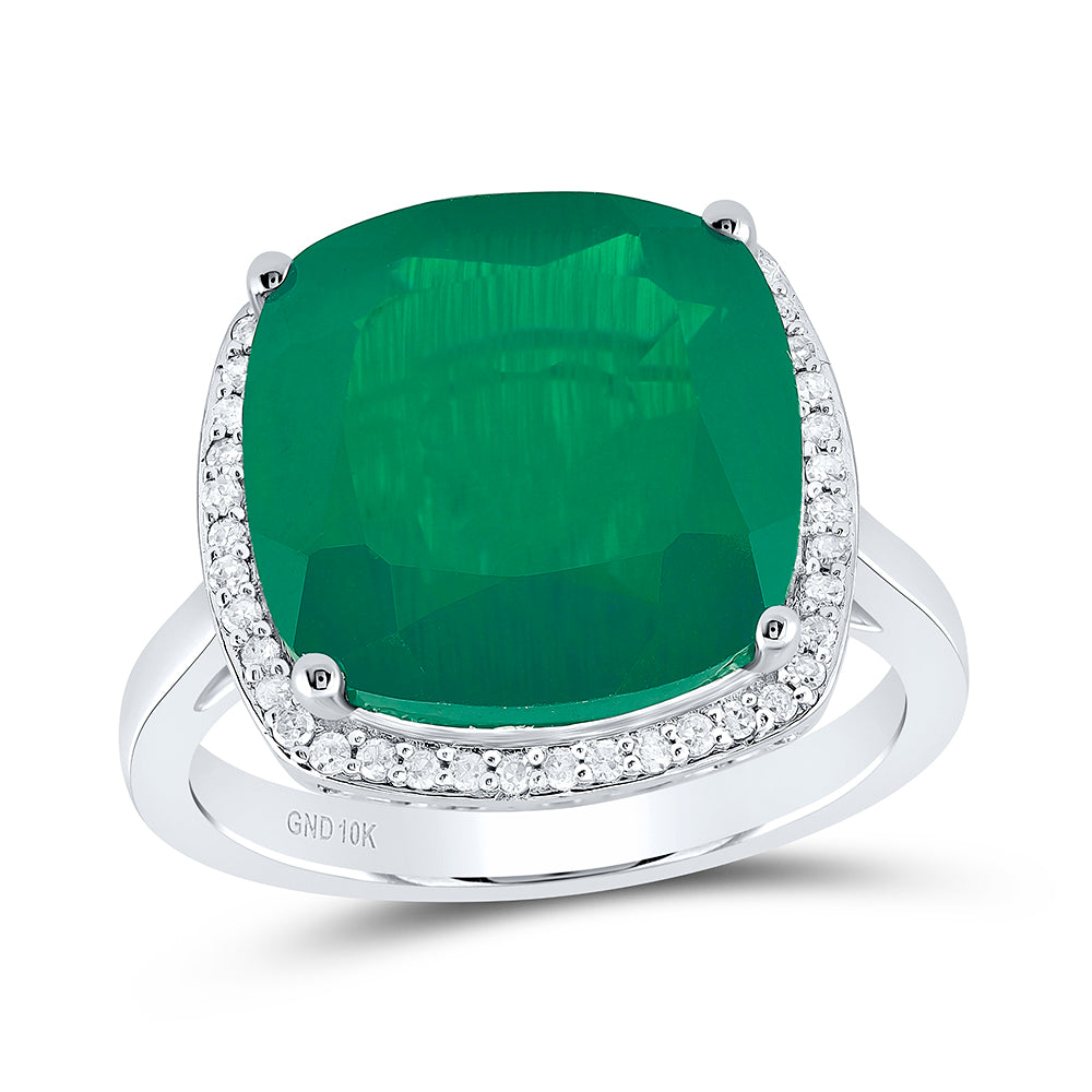 1/5Ctw-Nat Dia P1 13X13 Mm Cu-Em Synthetic Ring (4.59 grams)