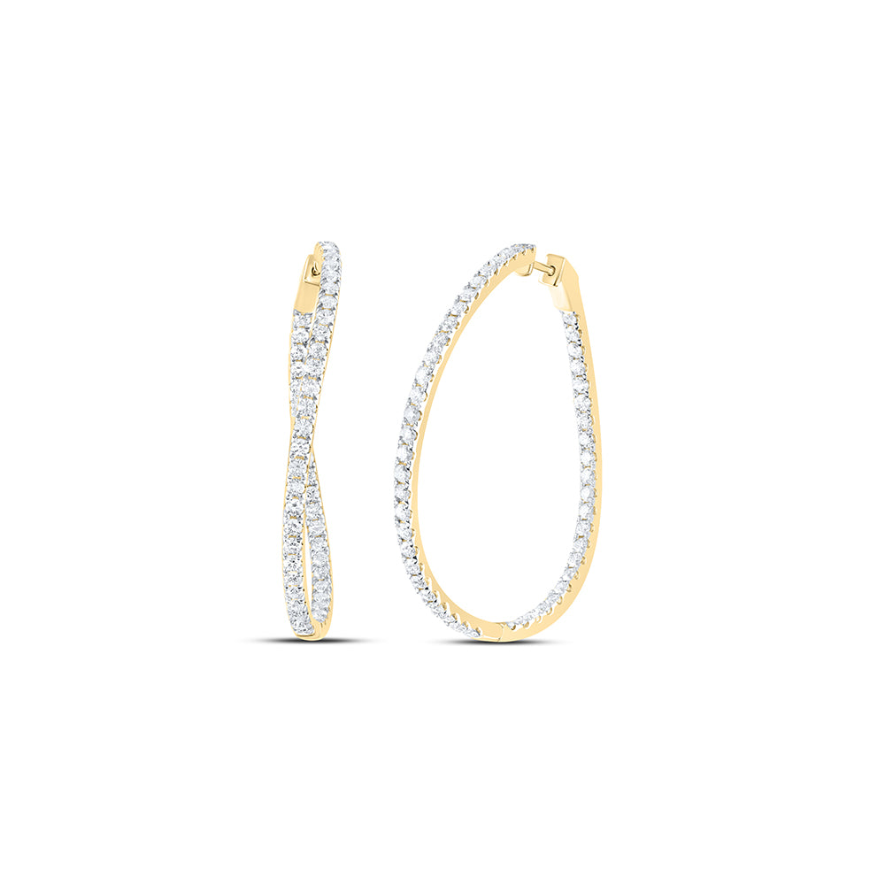 14Kt Gold 3Ctw-Dia Ana M Fashion Oval Hoop Earring