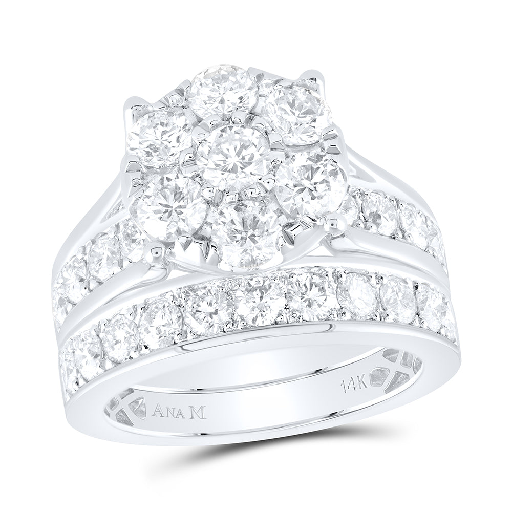 3 Ctw-Nat Dia Ana M 1/4Ct-Crd Bridal Set (8.91 grams)