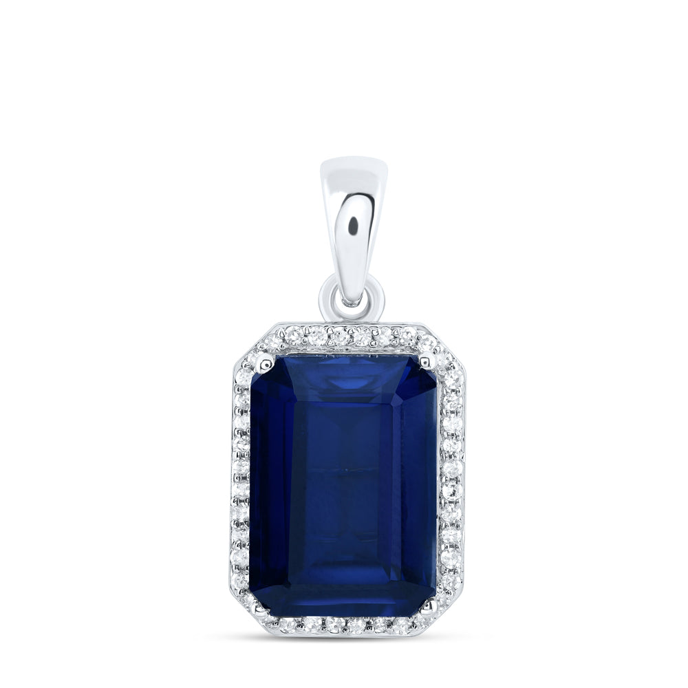 10Kt Gold 1/6Ctw-Diamond 13X9 Mm Em-Bs Synthetic Pendant