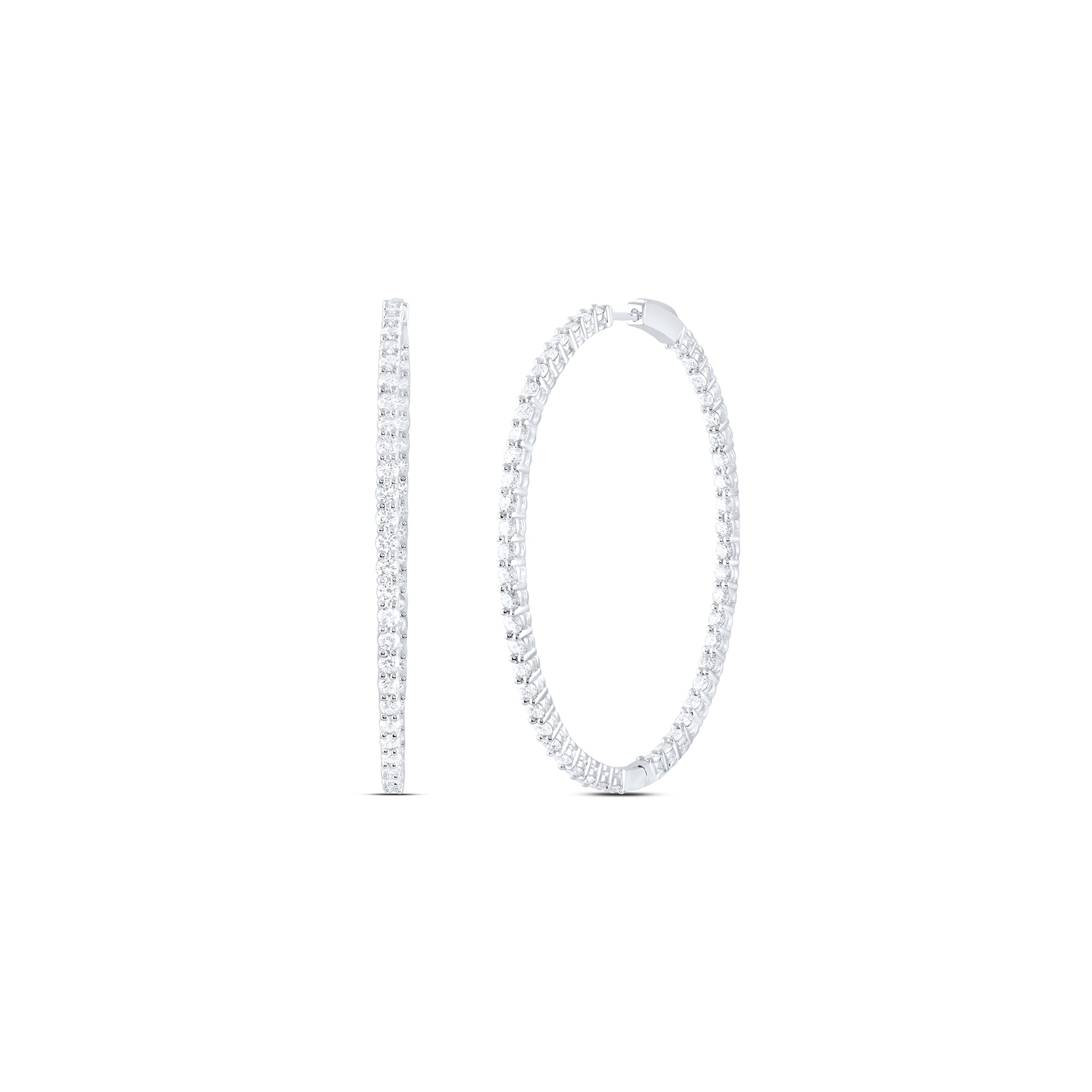 14Kt Gold 4Ctw-Dia Ana M Fashion Oval Hoop Earring