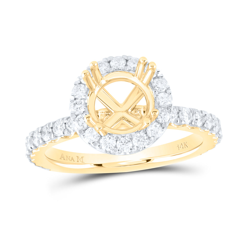 1Ctw-Nat Dia Ana M 2Ct-Crd Semi-Mount Single Halo Engagement Ring (4.7 grams)