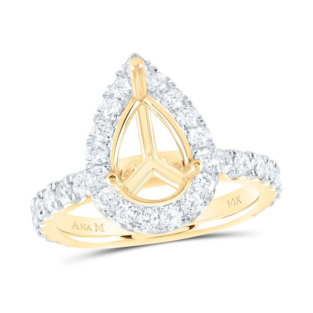 1Ctw-Nat Dia Ana M 2Ct-Cps Semi-Mount Single Halo Engagement Ring (4.69 grams)