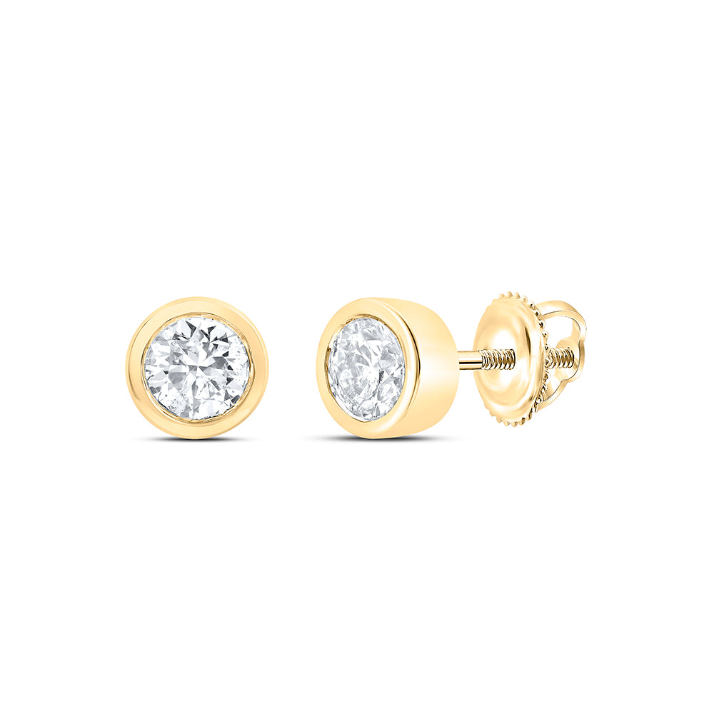 14Kt Gold 3/4Ctw-Dia Excellent Stud Solitaire Earring
