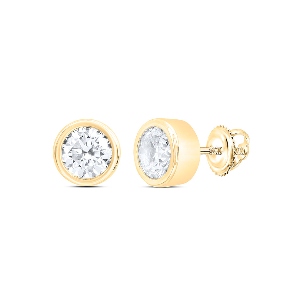 14Kt Gold 1Ctw-Dia Excellent Stud Solitaire Earring