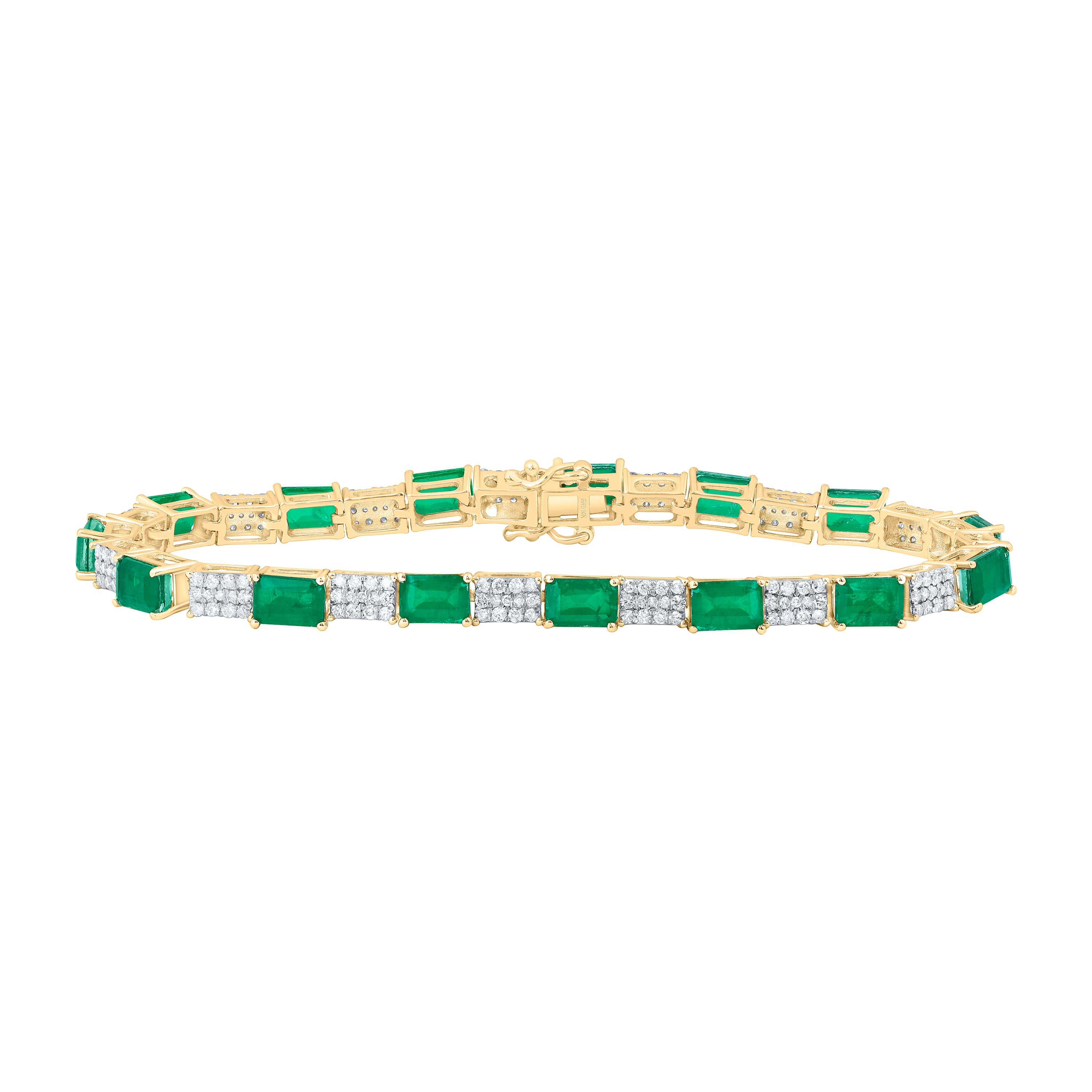 10Kt Gold 1 3/8Ctw-Diamond 6X4 Mm Em-Em Synthetic Bracelet(7 Inch)