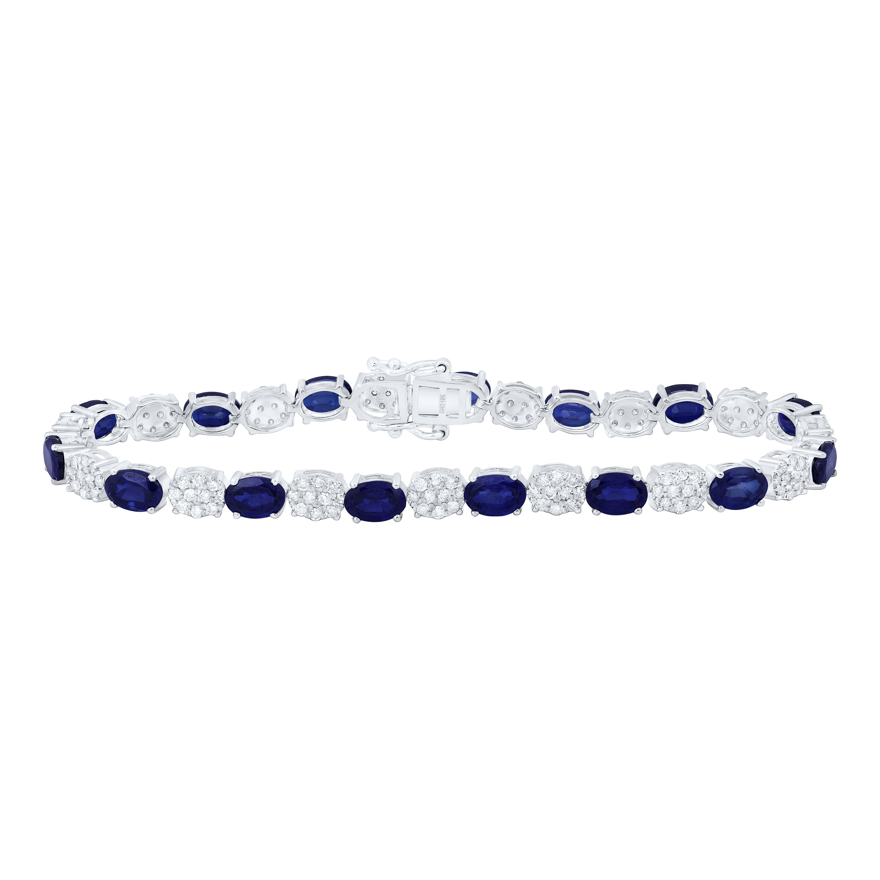 10Kt Gold 1 3/8Ctw-Diamond 6X4 Mm Oval-Bs Synthetic Bracelet(7 Inch)
