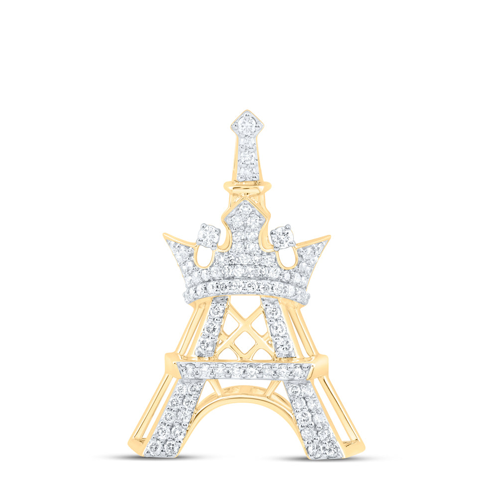 10Kt Gold 3/4Ctw-Dia Nk Fashion Crown Eiffel Tower Ladies Pendant