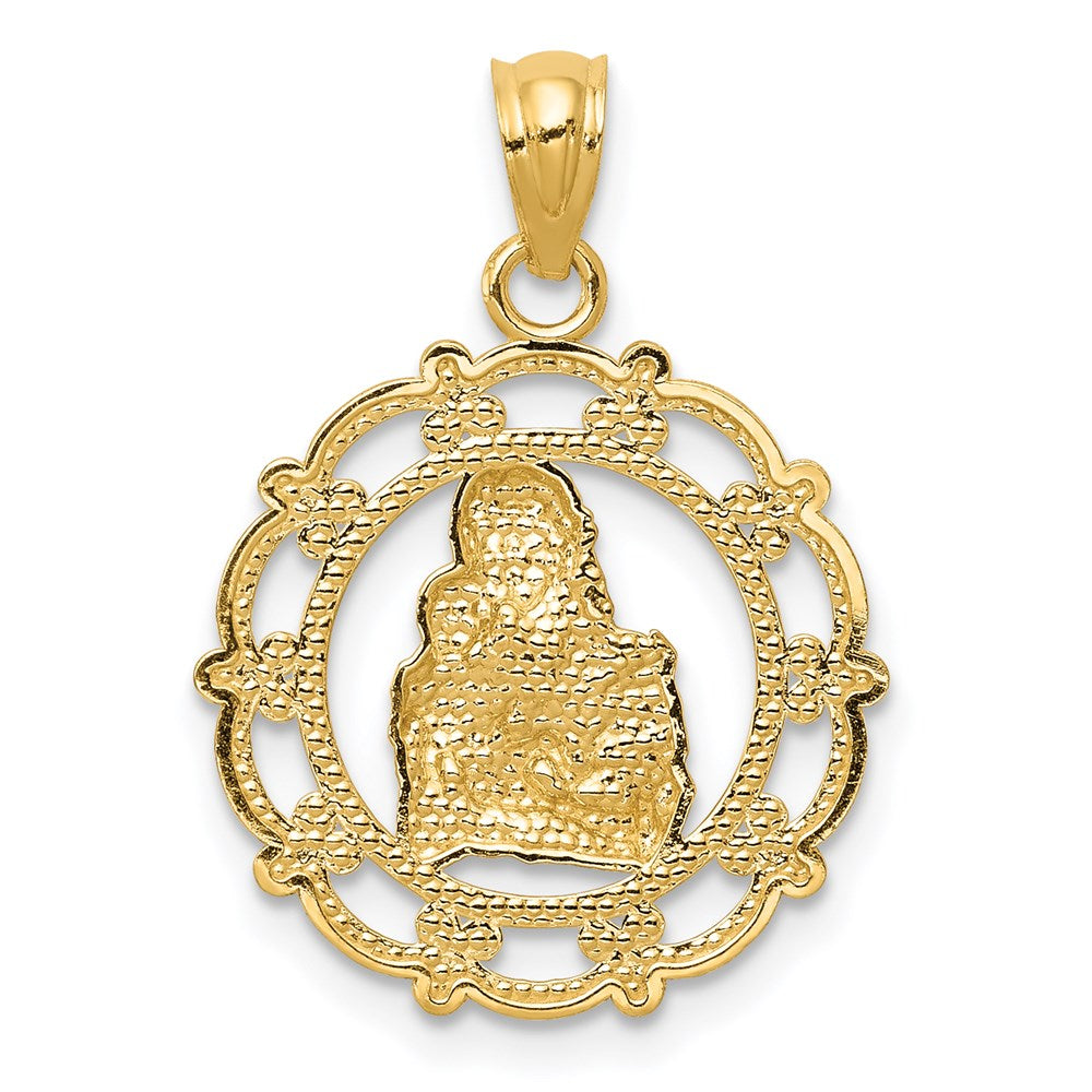 14k Yellow & Rhodium 17 mm Mother Holding Baby Pendant (0.96 grams)