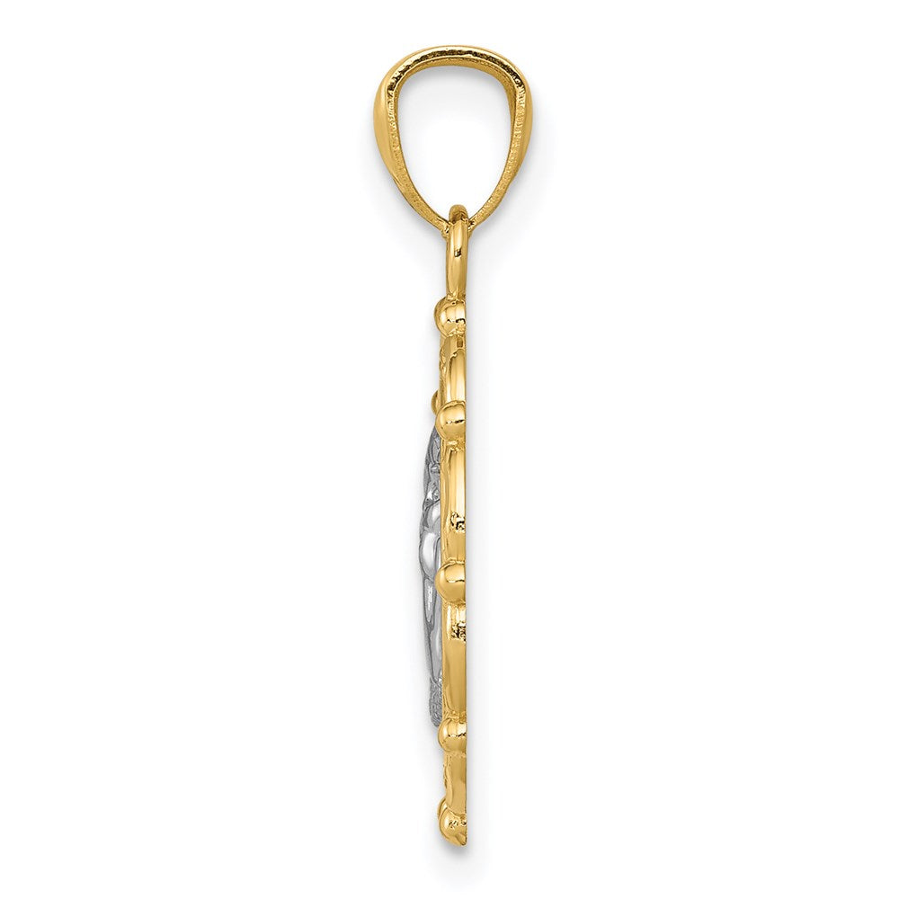 14k Yellow & Rhodium 17 mm Angel Pendant (1.01 grams)