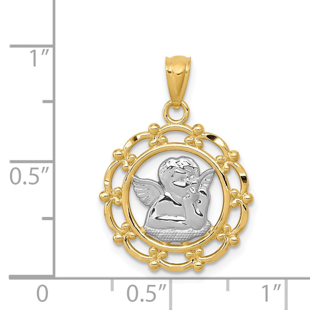 14k Yellow & Rhodium 17 mm Angel Pendant (1.01 grams)