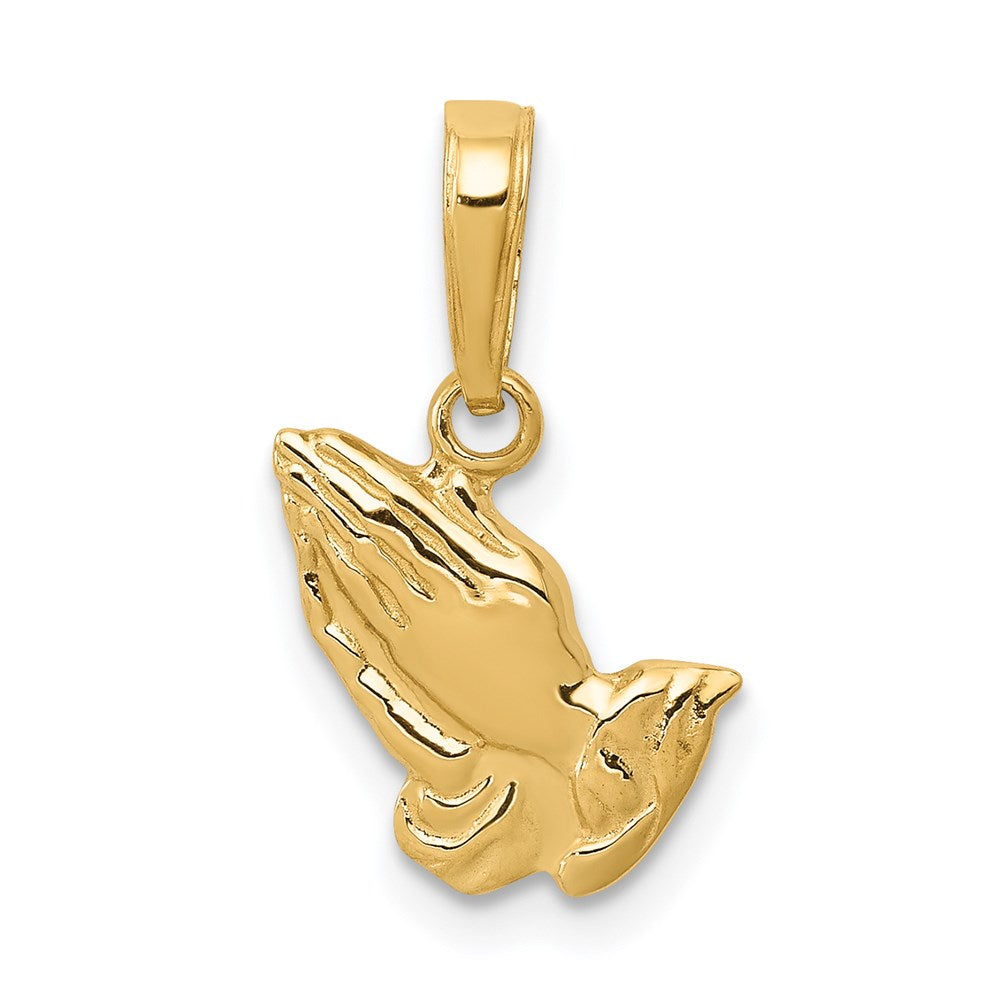 14k Yellow Gold 13 mm Praying Hands Pendant (0.83 grams)