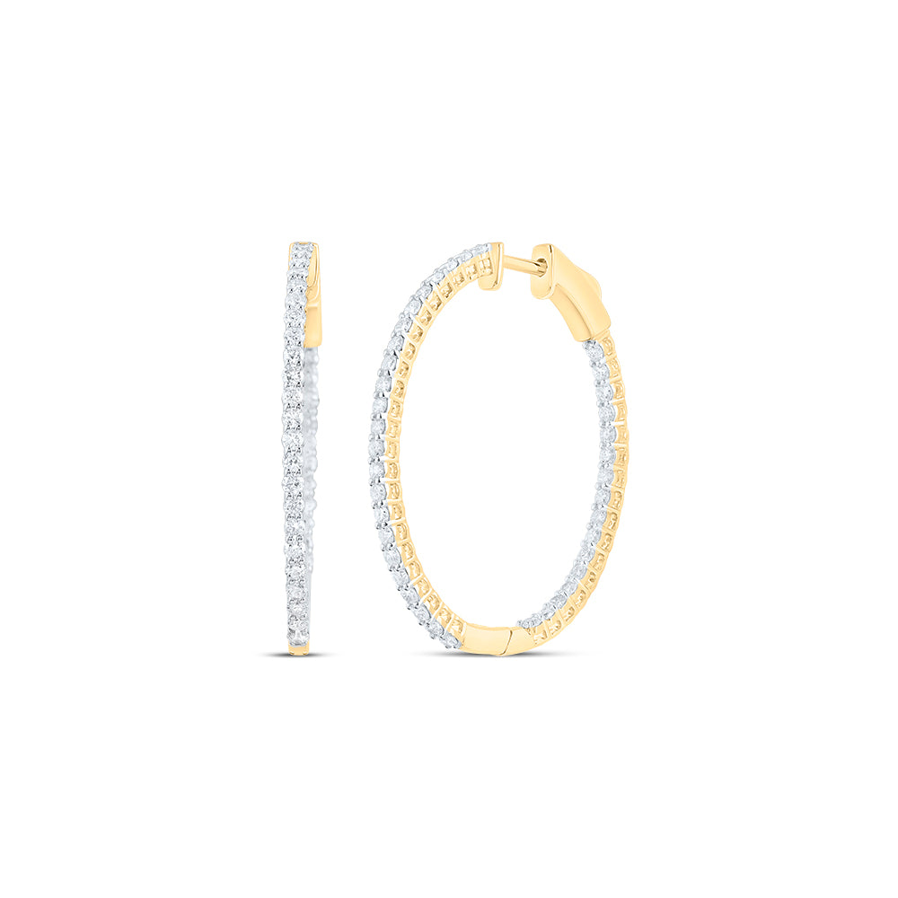 14Kt Gold 1 1/2Ctw-Dia Cn Fashion Oval Hoops Earring