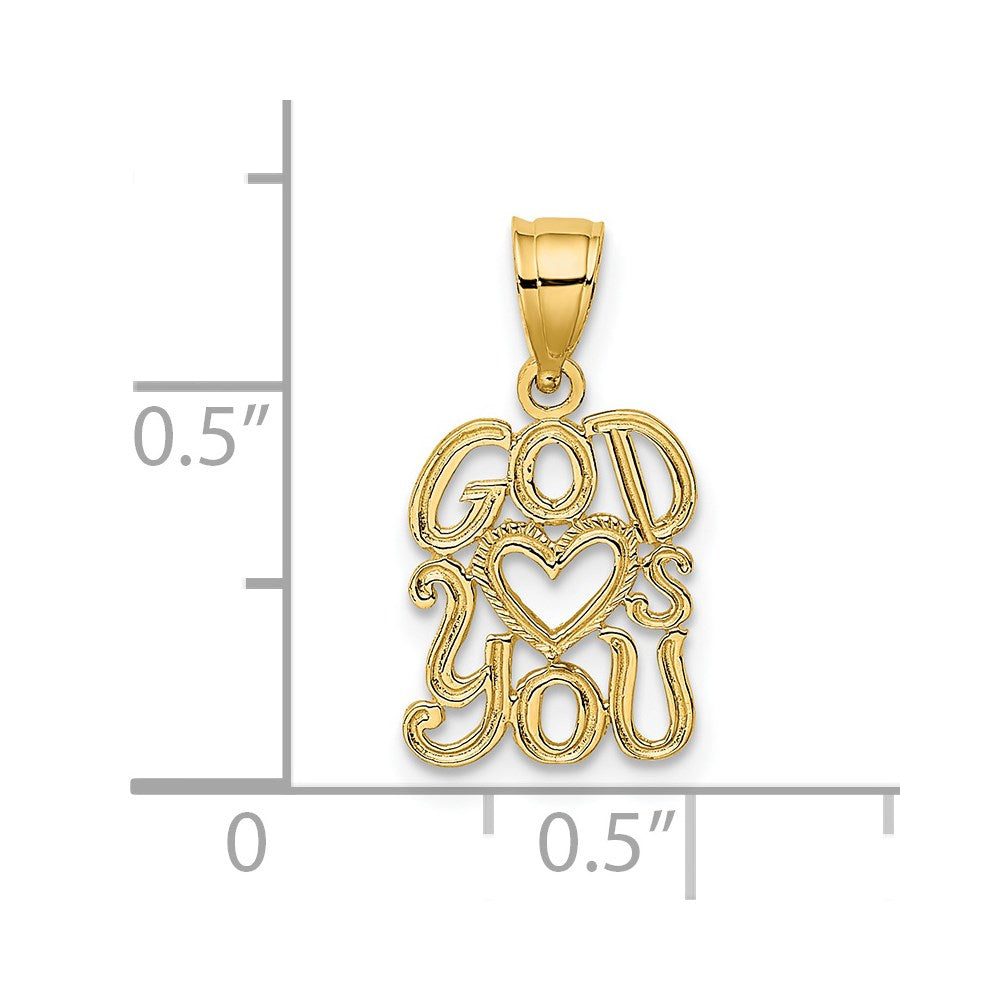 14k Yellow Gold 10 mm GOD HEARTS YOU Charm (0.64 grams)