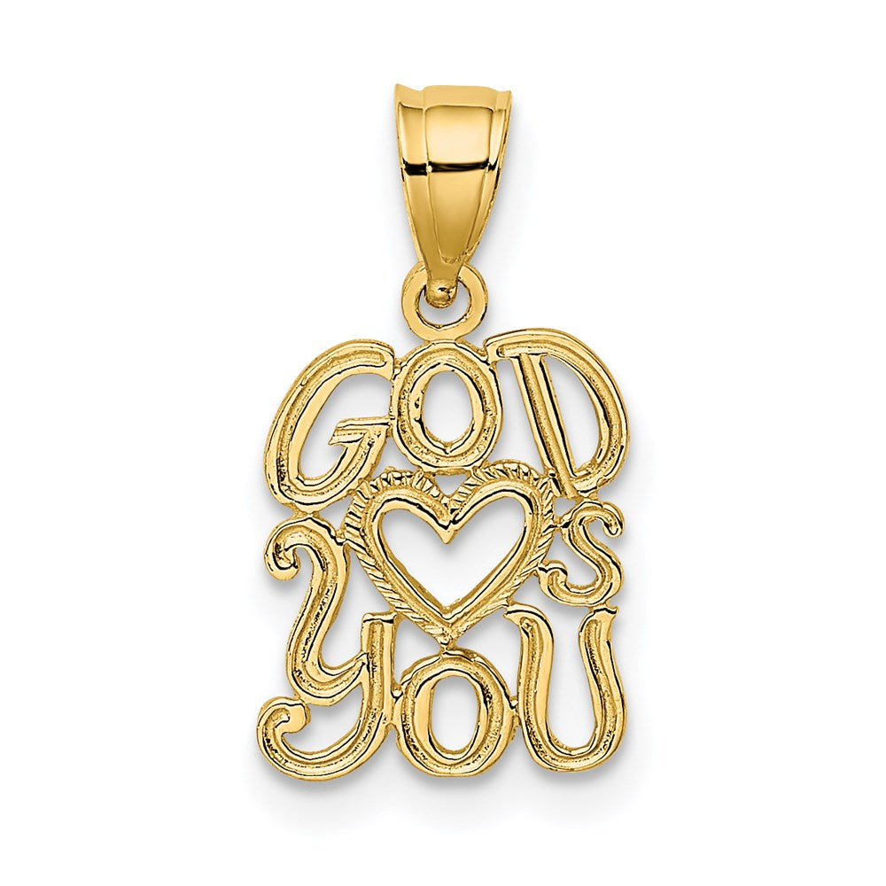 14k Yellow Gold 10 mm GOD HEARTS YOU Charm (0.64 grams)