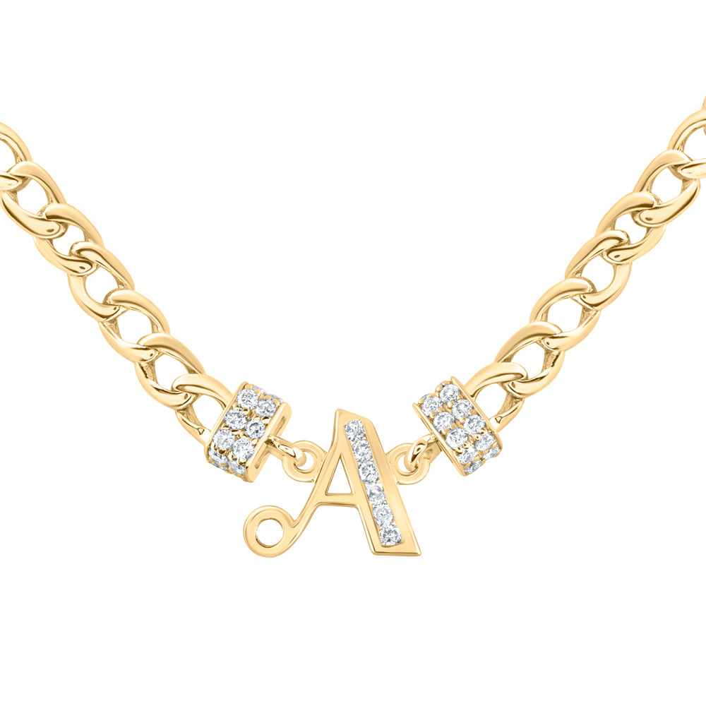 14Kt Gold 1/4Ctw-Diamond Ana M Initial A" Necklace (16 Inch)"