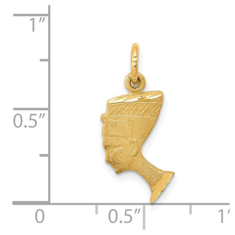 14k Yellow Gold 10 mm Satin Front / Polished Back Nefertiti Charm (0.94 grams)
