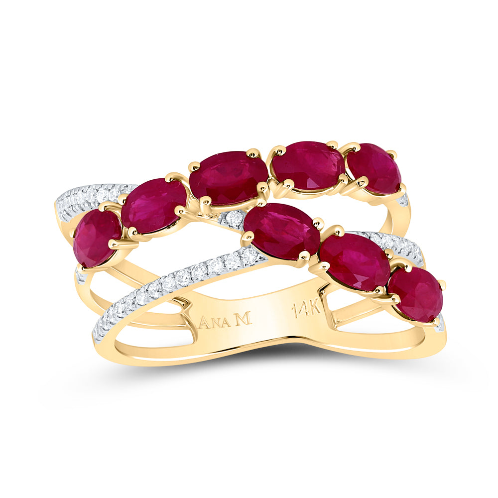 1/6Ctw-Dia Ana M 1 5/8Ctw-Ov-Ru Nat Gem Fashion Ring (2.84 grams)