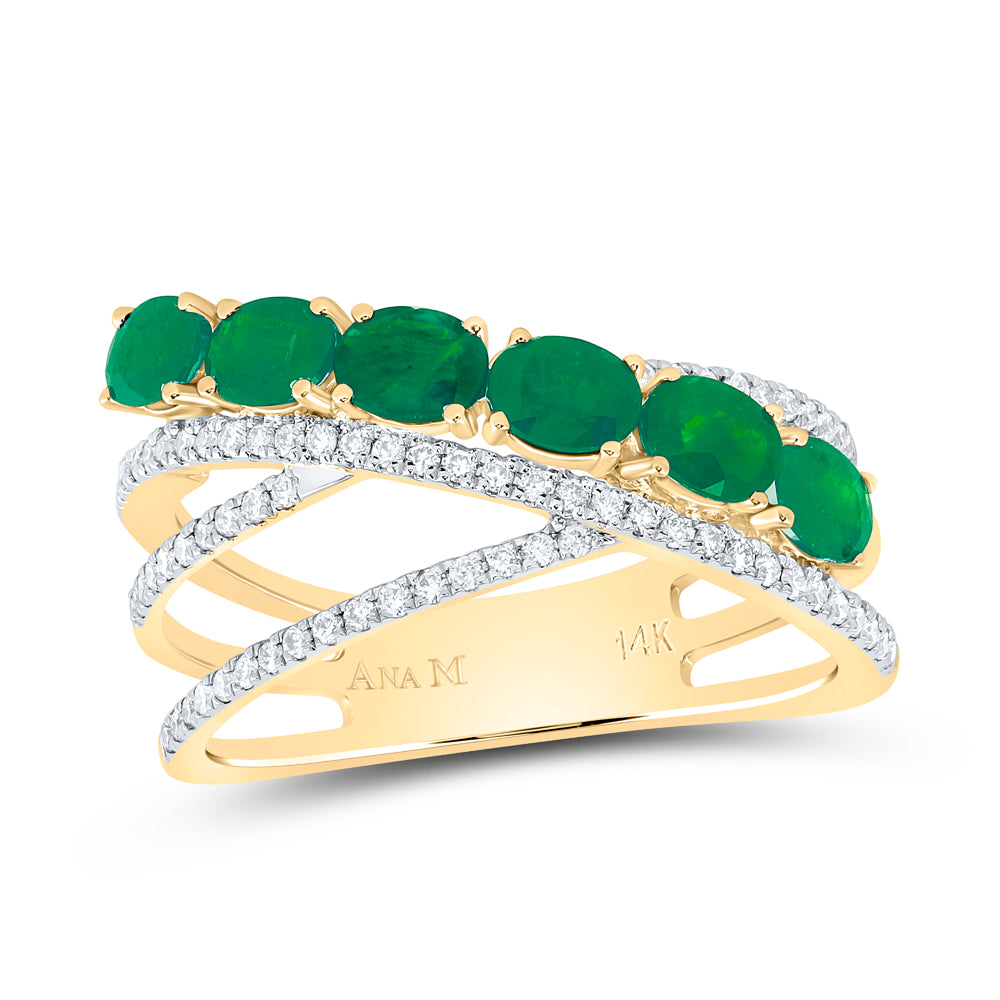 1/4Ctw-Dia Ana M 1Ctw-Ov-Em Nat Gem Fashion Ring (3.31 grams)