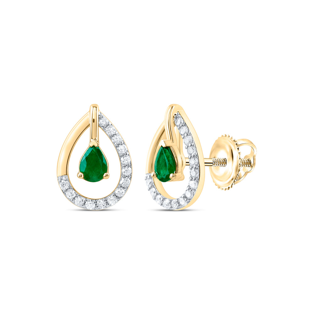 1/8Ctw-Dia Cn 4X3Mm Ps-Em Nat Gem Fashion Earring