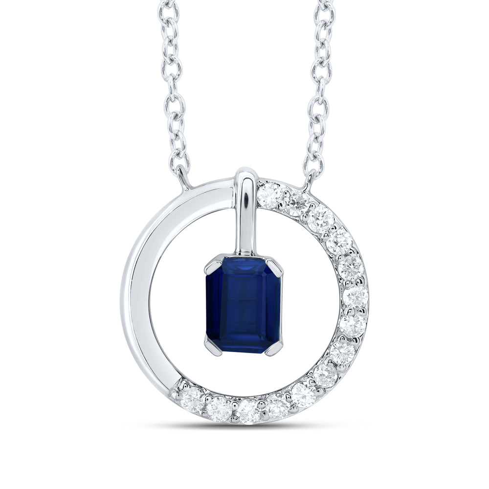 14Kt Gold 1/12Ctw-Diamond 4X3Mm Em-Bs Nat Gem Fashion Necklace(18 Inch)