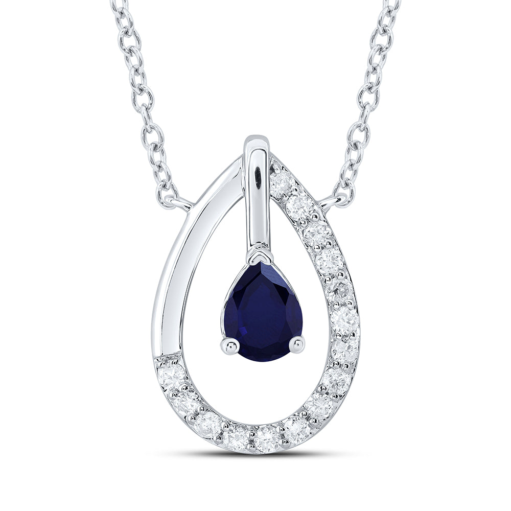 14Kt Gold 1/12Ctw-Diamond 4X3Mm Ps-Bs Nat Gem Fashion Necklace (18 Inch)