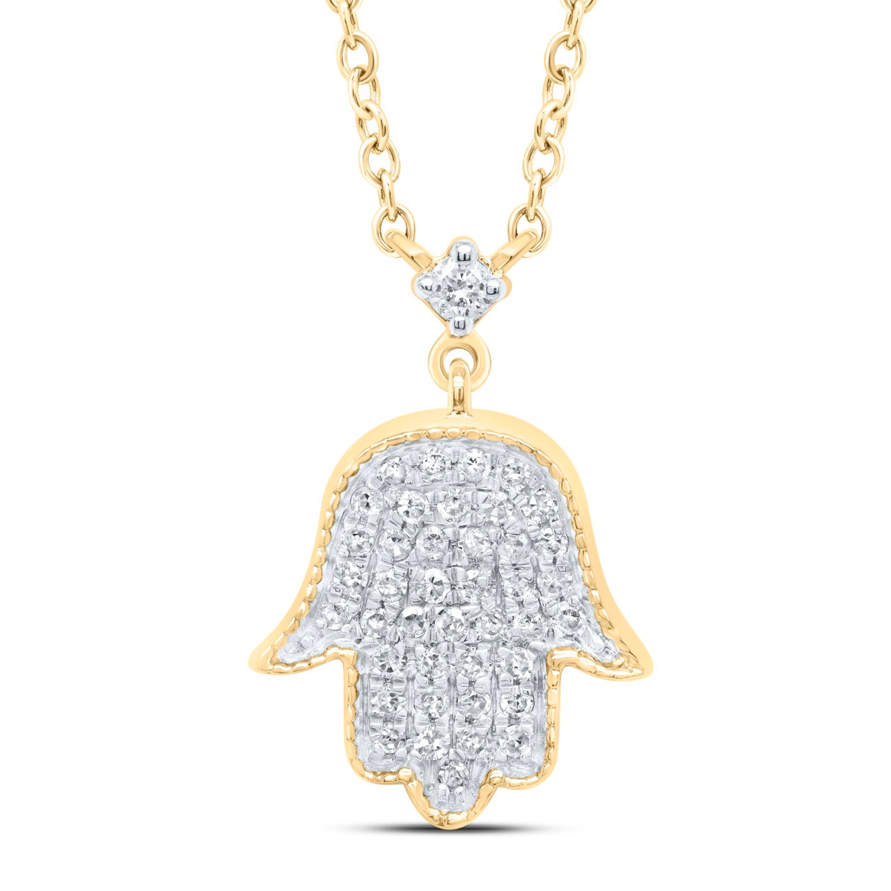 10Kt Gold 1/5Ctw-Dia P1 Gift Hamsa Necklace (18 Inch)