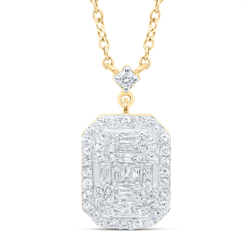 10Kt Gold 1/3Ctw-Diamond Gift Emerald Necklace (18 Inch)