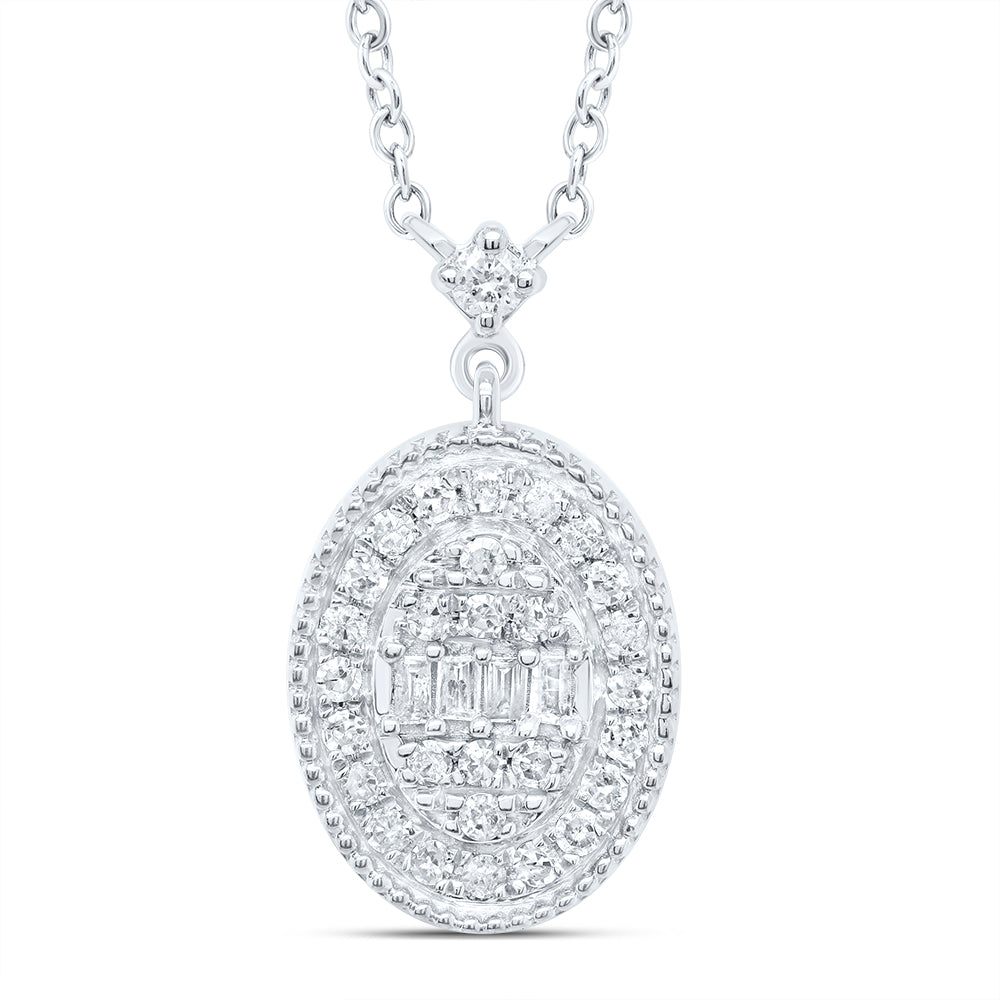 10Kt Gold 1/5Ctw-Diamond Gift Oval Necklace (18 Inch)