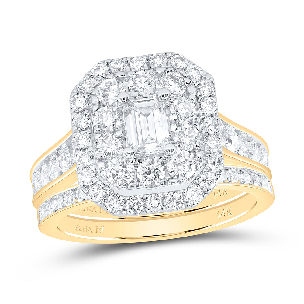 2Ctw-Nat Dia Ana M 3/8Ctw-Cem Double Halo Bridal Set (6.25 grams)