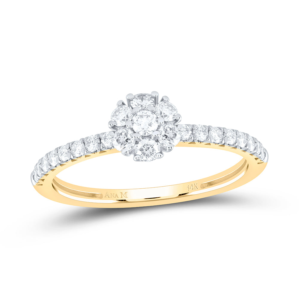 1/2Ctw-Nat Dia Ana M Flower Fashion Ring (2.21 grams)