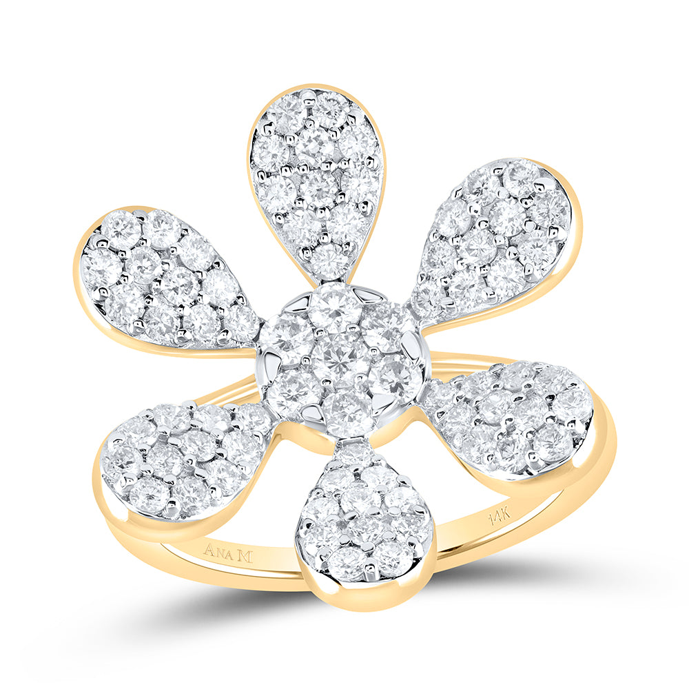 1 1/4Ctw-Nat Dia Ana M Flower Fashion Ring (4.01 grams)