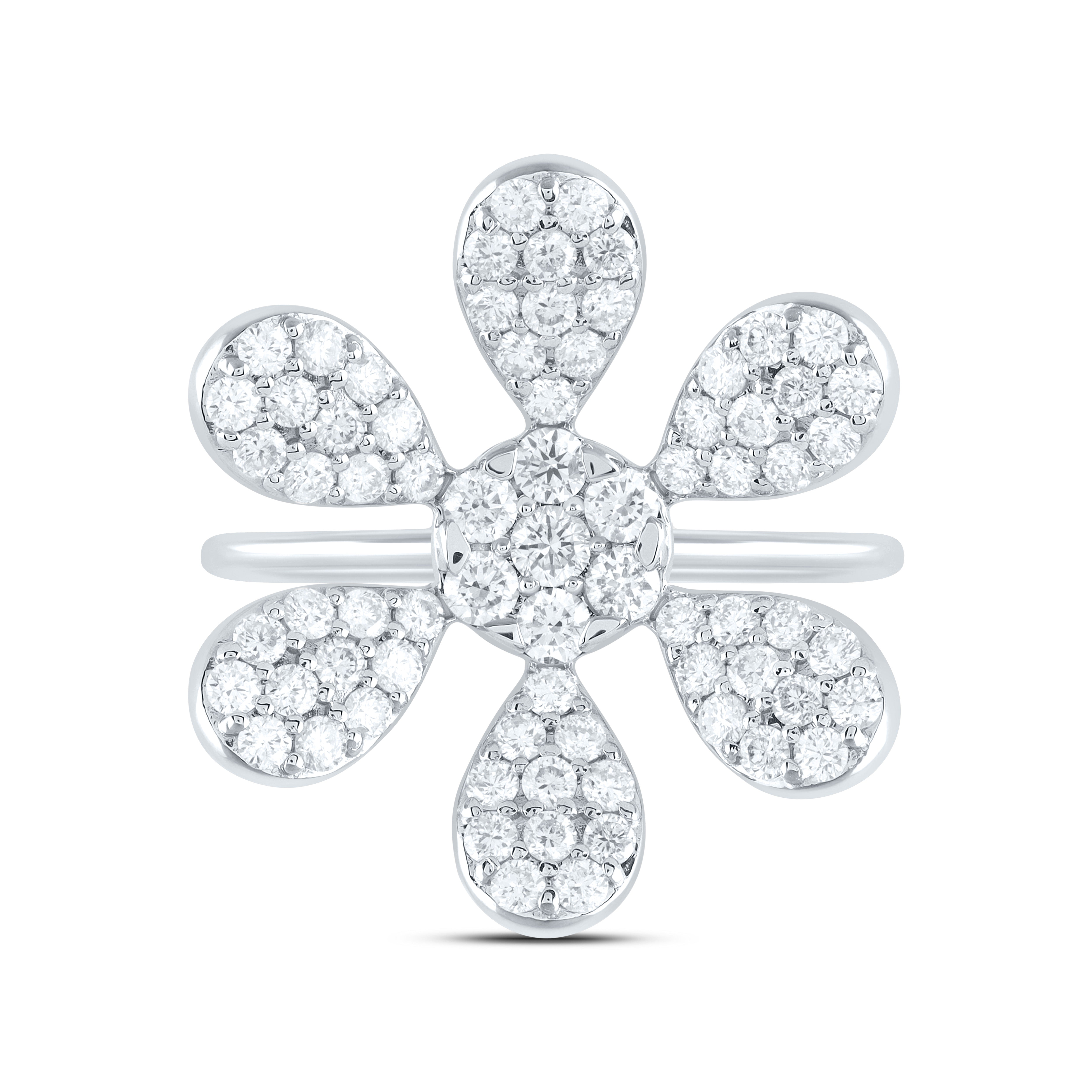 1 1/4Ctw-Nat Dia Ana M Flower Fashion Ring (3.73 grams)