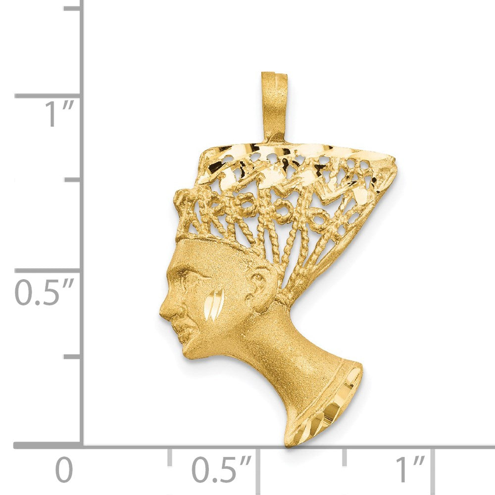 14k Yellow Gold 19 mm Satin & D/C Nefertiti Charm