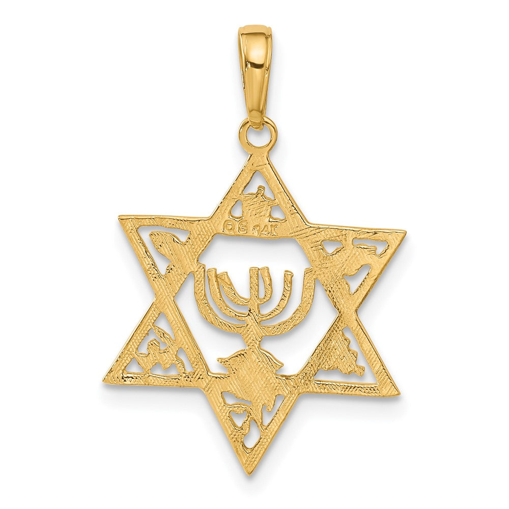 14k Yellow Gold 18 mm Star of David w/Menorah Pendant (1.18 grams)