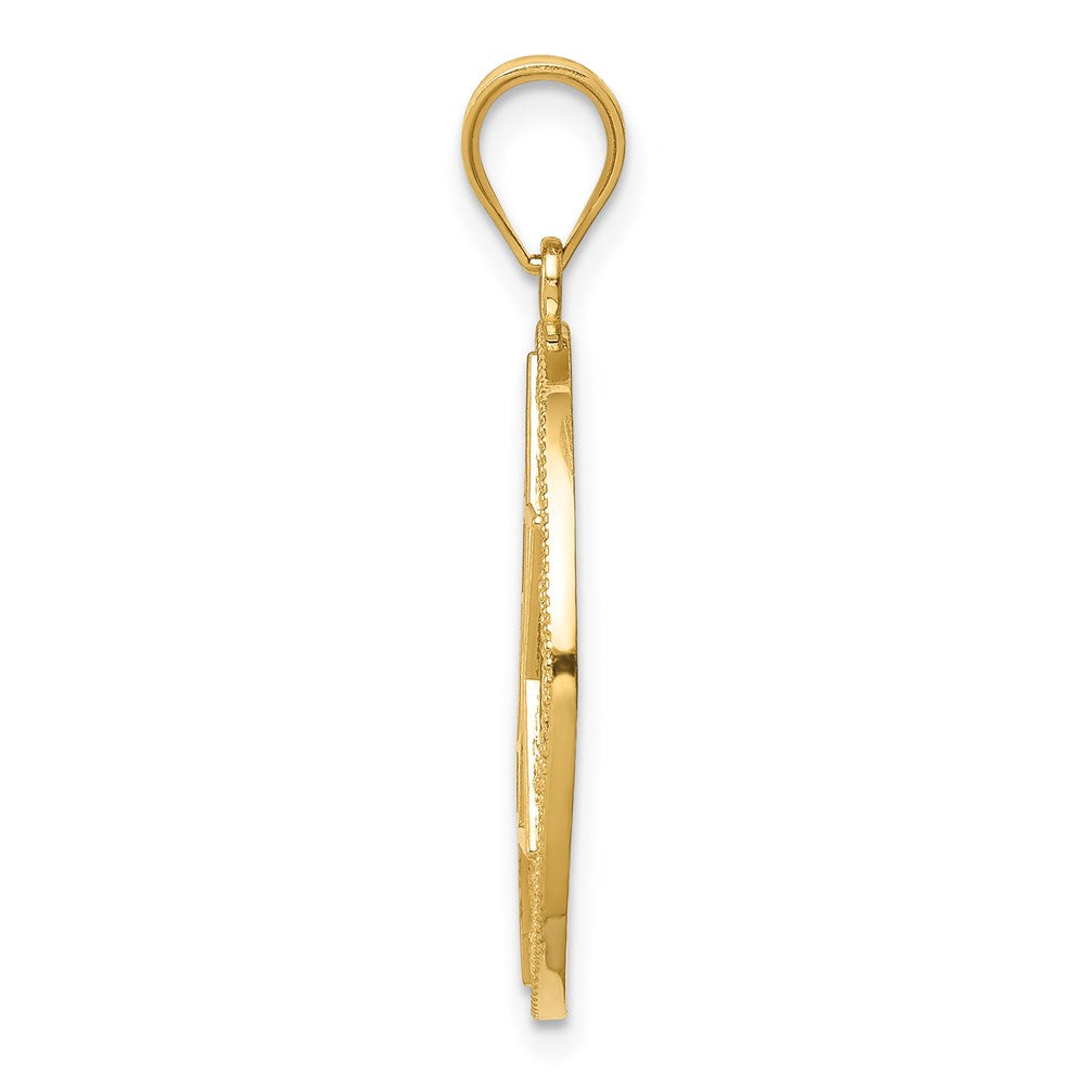 14k Yellow Gold 22 mm Star of David Circle Pendant (1.41 grams)