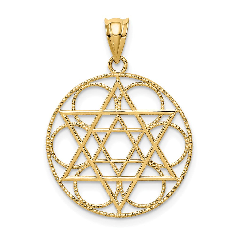 14k Yellow Gold 22 mm Star of David Circle Pendant (1.41 grams)