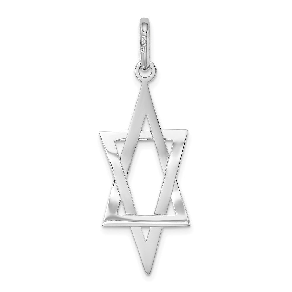 14k White Gold 14.5 mm Elongated Star Of David Charm (1.88 grams)