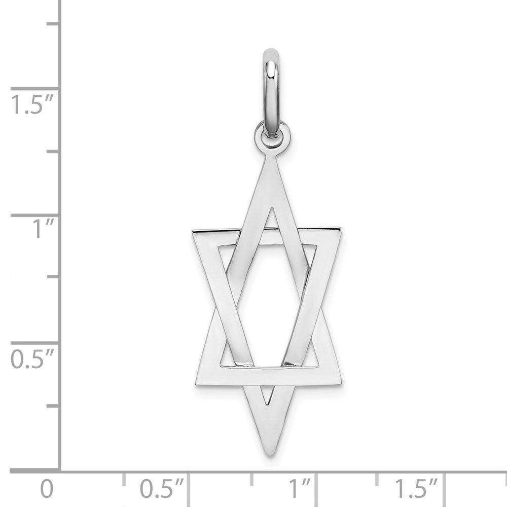 14k White Gold 14.5 mm Elongated Star Of David Charm (1.88 grams)