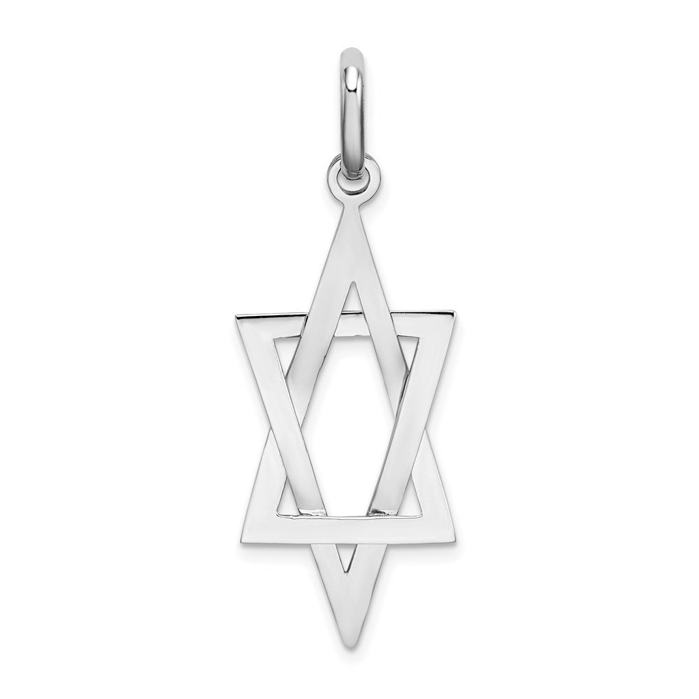 14k White Gold 14.5 mm Elongated Star Of David Charm (1.88 grams)
