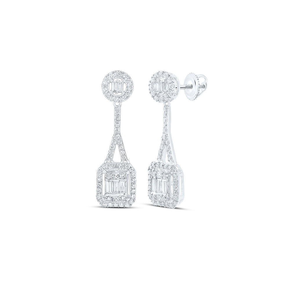 14Kt Gold 7/8Ctw-Diamond Fashion Octagon Baguette Dangling Earring
