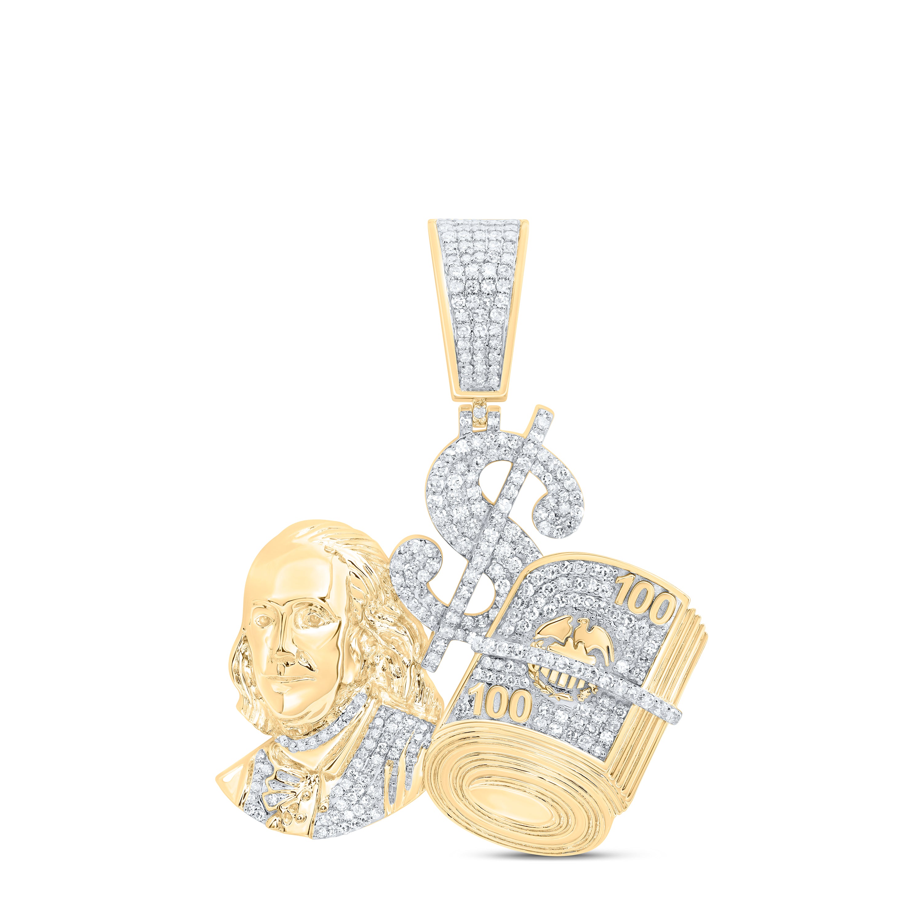 10Kt Gold 1 1/3Ctw-Dia Nk Benjamin Dollar Mens Charm