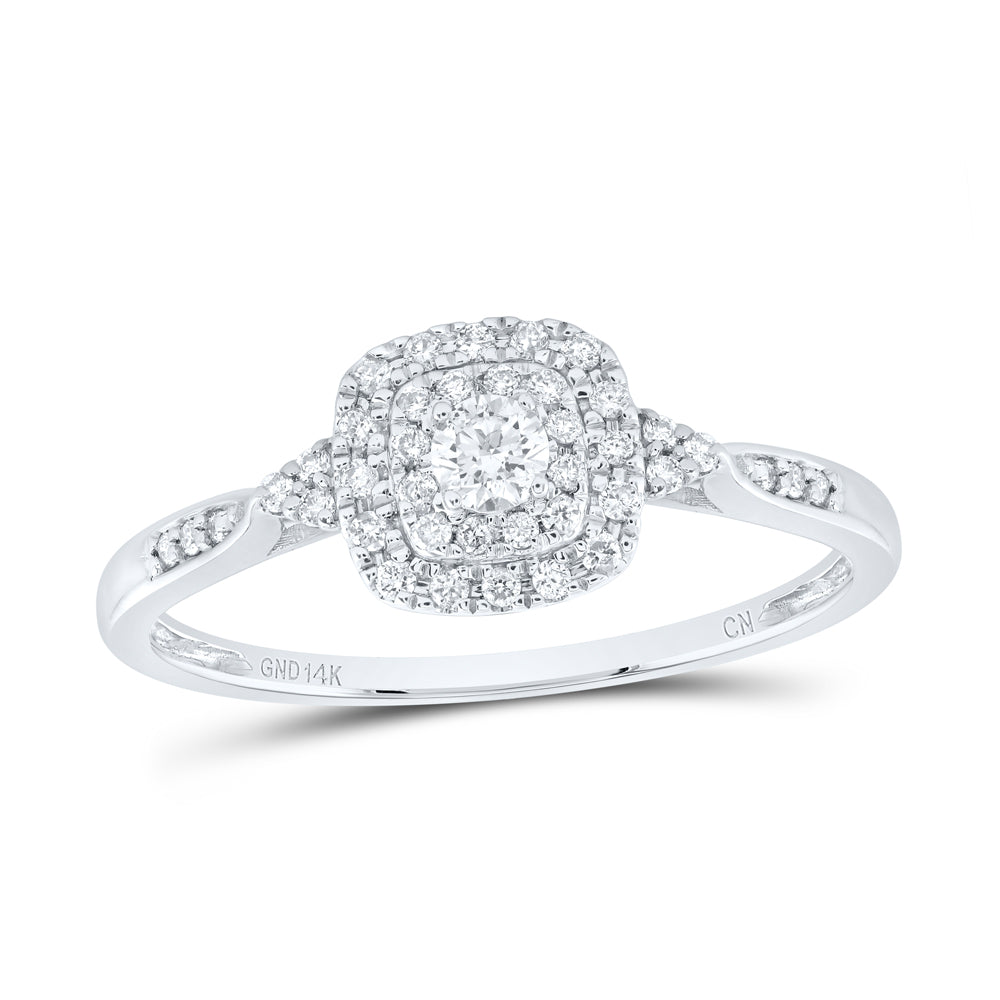 1/4Ctw-Nat Dia Cn Cushion Double Halo Engagement Ring