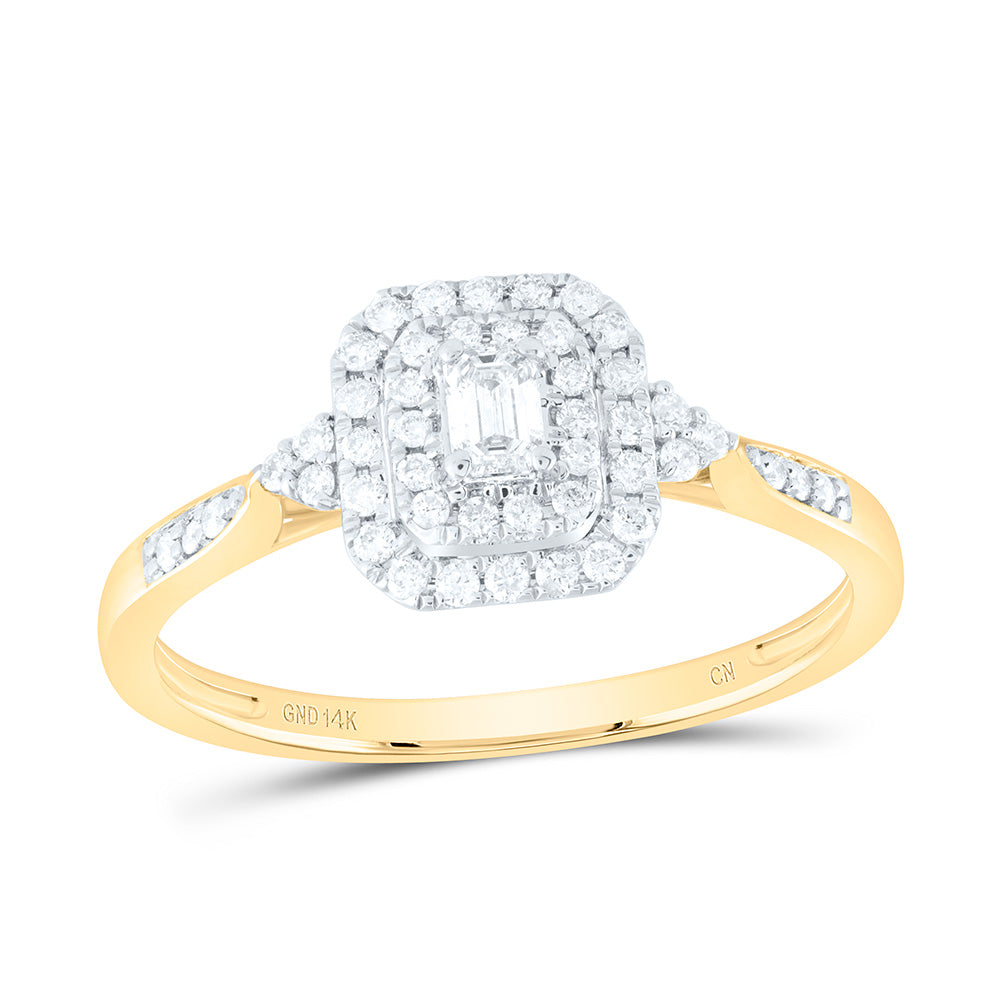 1/3Ctw-Nat Dia Cn Emerald Double Halo Engagement Ring