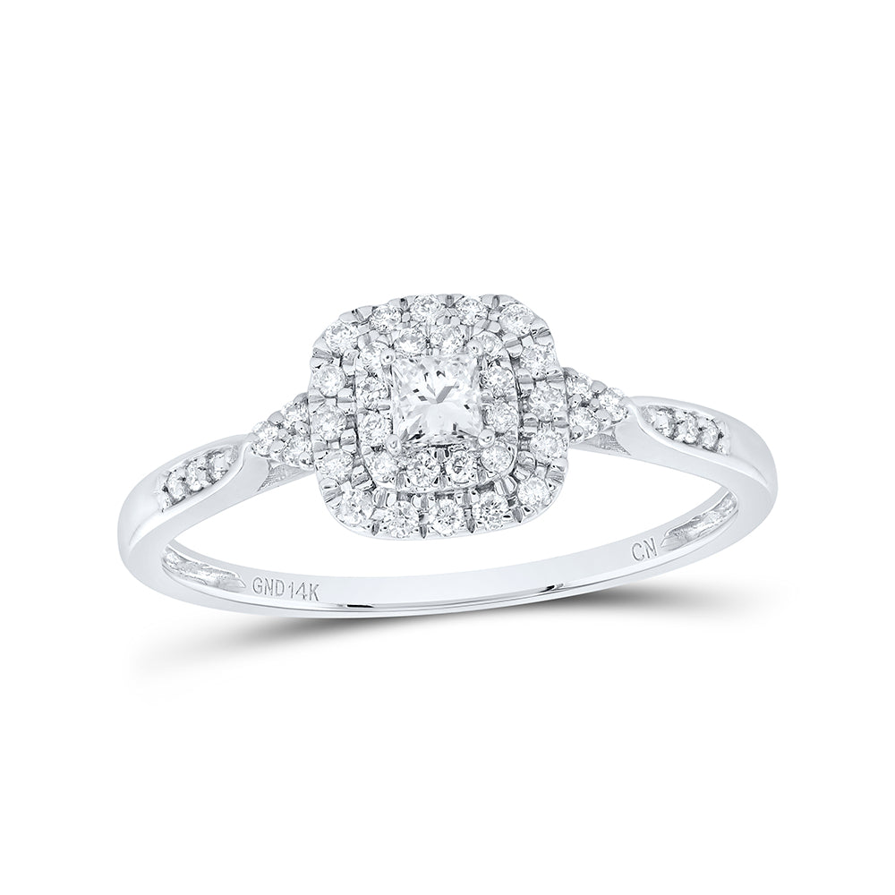 1/4Ctw-Nat Dia Cn Cushion Double Halo Engagement Ring