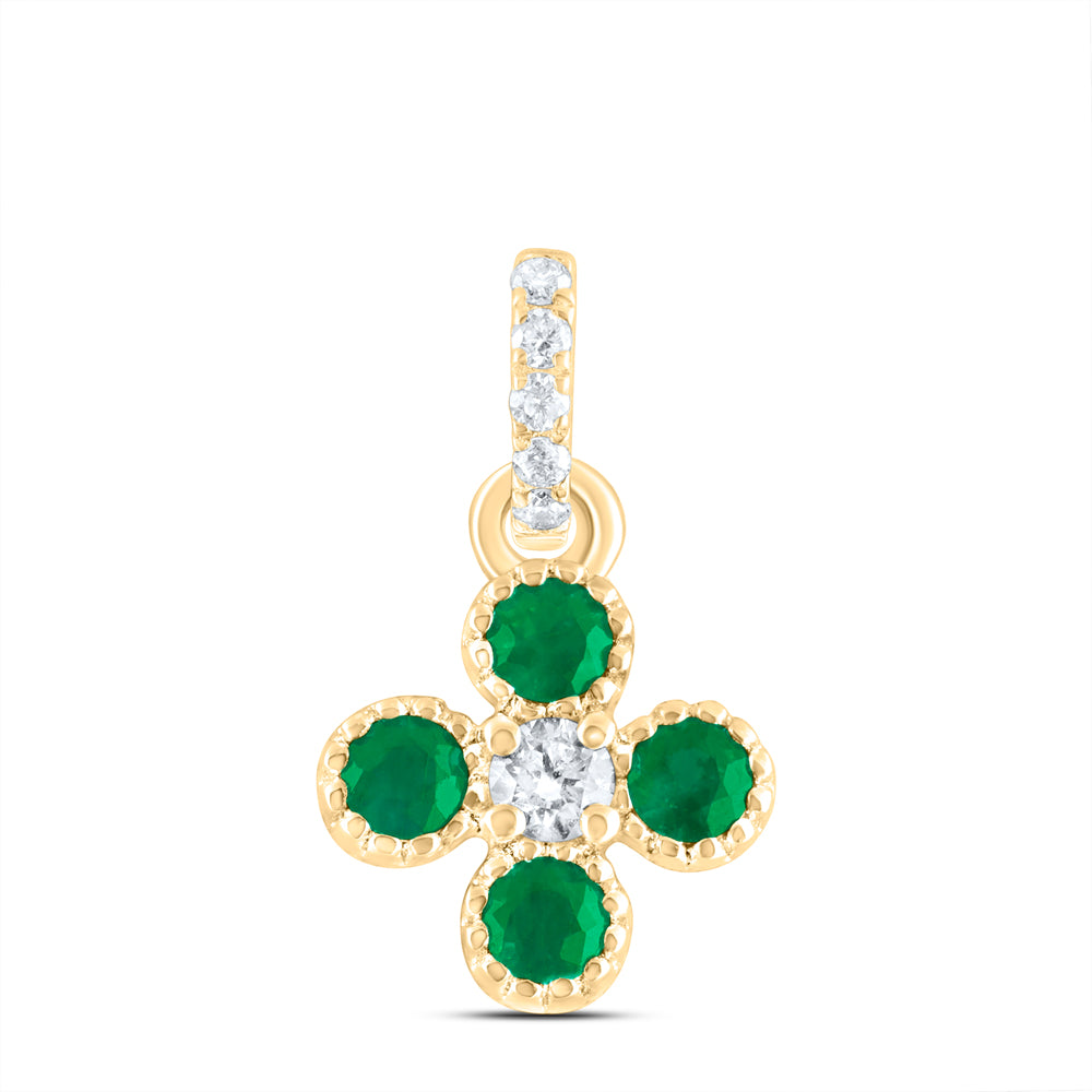 1/20Ctw-Dia Ana M 1/6Ctw Rd-Em Nat Gem Clover Pendant (0.69 grams)