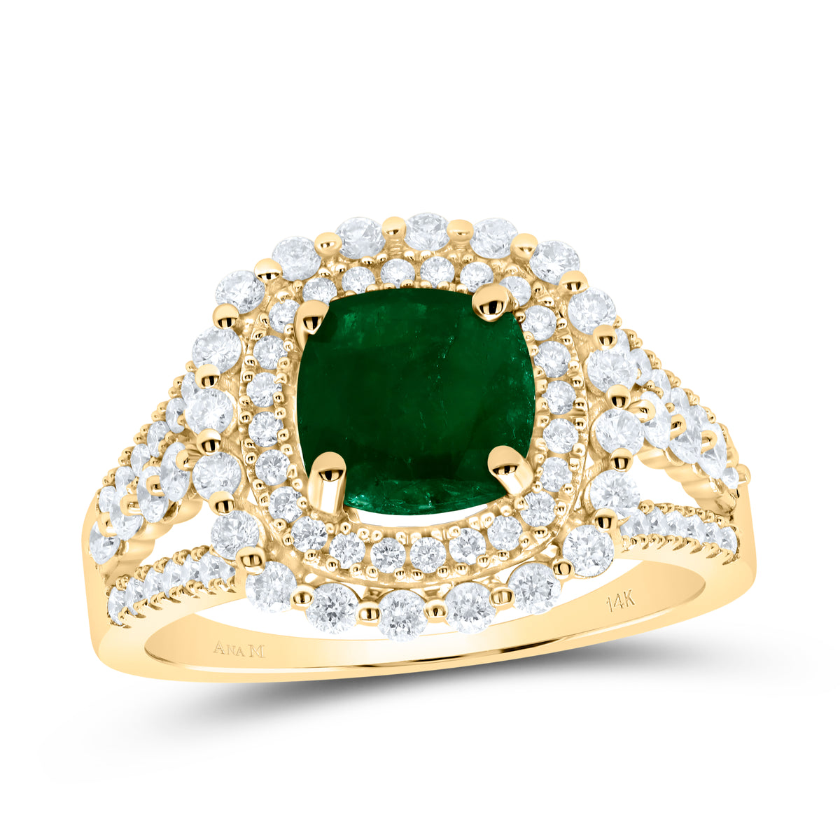 3/4Ctw-Diamond Ana M 7Mm Cu-Em Nat Gem Ring (5.17 grams)