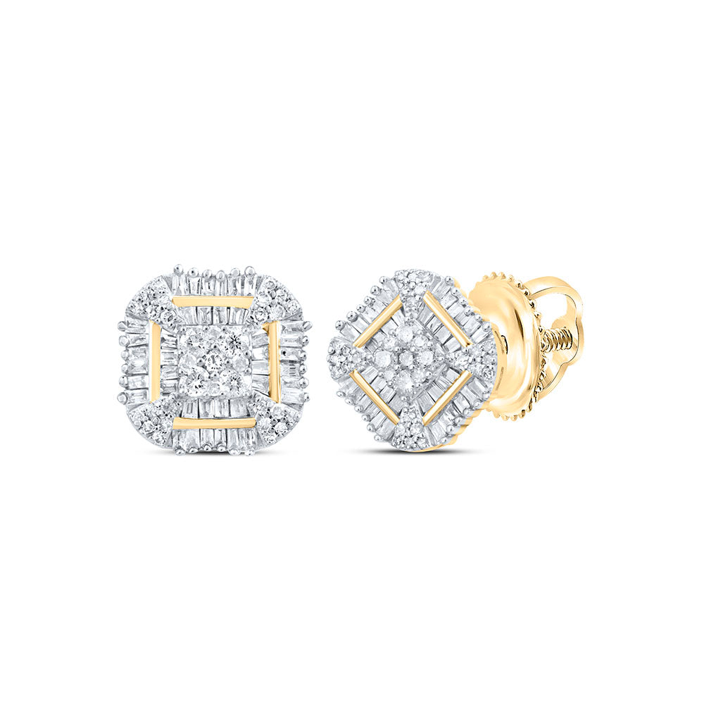 10Kt Gold 3/4Ctw-Dia P1 Gift Square Stud Earring