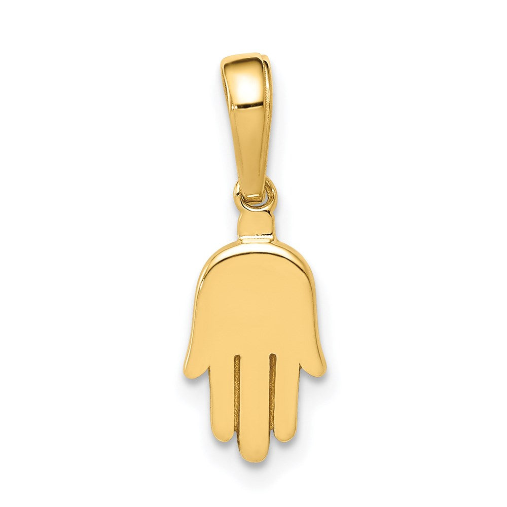 14k Yellow Gold 7 mm Small Solid Hamsa Pendant (0.8 grams)